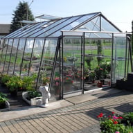ACD 12x20 Sloping Wall Greenhouse Silver - same-width model photograph; different length