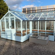 Swallow Swan 8x21 Wooden Greenhouse 4ft Porch in Robins Egg Blue Finish