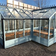 Swallow Swan 8x21 Wooden Greenhouse 4ft Porch Robins Egg Blue Finish