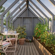 Palmako Emilia M+ 8x18 Wooden Greenhouse with Tool Shed Painted Grey