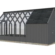 Palmako Emilia M+ 8x18 Wooden Greenhouse with Tool Shed Painted Grey