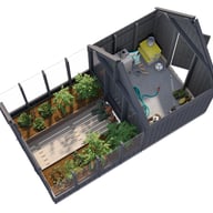 Palmako Emilia S+ 8x14 Wooden Greenhouse with Shed Painted Grey