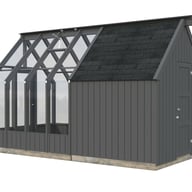 Palmako Emilia S+ 8x14 Wooden Greenhouse with Shed Painted Grey