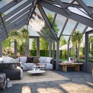Palmako Emilia XL 14x18 T-Shaped Wooden Greenhouse Painted Grey