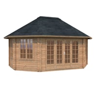 Palmako Hanna 4.2m x 5.7m Octagonal Log Cabin Brown Dip