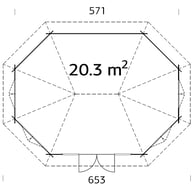 Palmako Hanna 4.2m x 5.7m Octagonal Log Cabin Dimensions