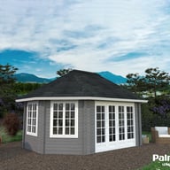 Palmako Hanna 4.2m x 5.7m Octagonal Log Cabin with Grey Paint