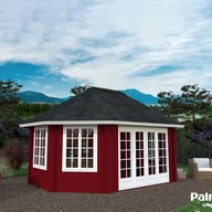 Palmako Hanna 4.2m x 5.7m Octagonal Log Cabin with Red Painted Finish