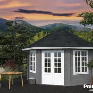 Palmako Hanna 4.2m x 4.2m Corner Log Cabin with Grey Paint