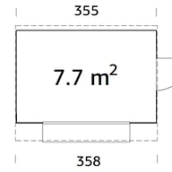 Palmako Kira 3.5m x 2.3m Wooden Kiosk Dimensions