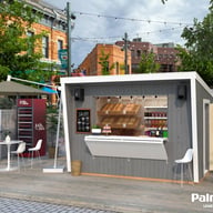 Palmako Kira 3.5m x 2.3m Wooden Kiosk with Grey and White Paint