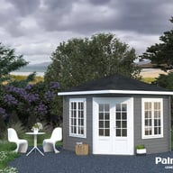 Palmako Melanie 2.8m x 2.8m Corner Log Cabin with Grey Paint