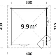 Palmako Melanie 3.3m x 3.3m Corner Log Cabin Dimensions