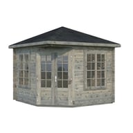 Palmako Melanie 3.3m x 3.3m Corner Log Cabin Grey Dip