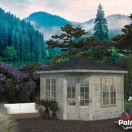 Palmako Melanie 3.3m x 3.3m Corner Log Cabin with Grey Dip