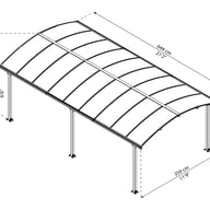 Palram - Canopia  Arcadia 6400 Carport Grey Dimensions