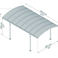 Palram Atlas 5000 Carport dimensions diagram with measurements