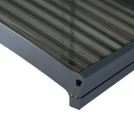Atlas 5000 Carport integrated gutters and polycarbonate roof close-up