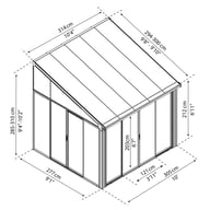 Palram Canopia 3x3 San Remo Veranda Grey Dimensions