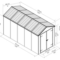 Palram Canopia 6x12 Plastic Rubicon Grey Shed Dimensions