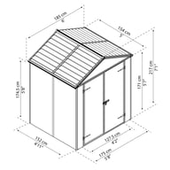 Palram Canopia 6x5 Plastic Rubicon Grey Shed Dimensions