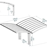 Palram Canopia Arizona Breeze Double Carport Grey Dimensions