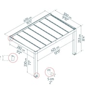 Palram Canopia Helsinki 3m x 4.7m Cedar Wood Patio Cover Dimensions