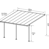Palram - Canopia Feria 4x4.2m Patio Cover Dimensions