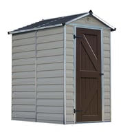 Palram 4x6 Plastic Skylight Garden Storage Shed in Grey