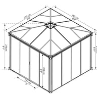 Palram - Canopia Ledro 3000 Gazebo Gardenroom Dimensions
