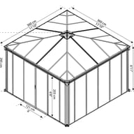 Palram - Canopia Ledro 3600 Gazebo Gardenroom Dimensions