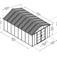 Palram Yukon 11x17 Plastic Shed Dimensions