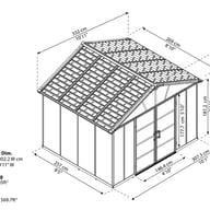 Palram Yukon 11x9 Plastic Shed Dimensions