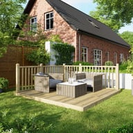 Power 10x10 Wooden Decking Kit with Two Handrails