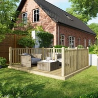 Power 10x12 Wooden Decking Kit with Three Handrails