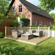 Power 10x12 Wooden Decking Kit with Two Handrails