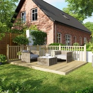 Power 10x14 Wooden Decking Kit with Two Handrails