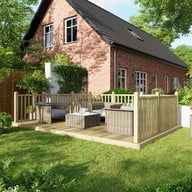 Power 10x16 Wooden Decking Kit with Three Handrails