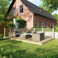 Power 10x16 Wooden Decking Kit with Two Handrails