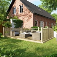 Power 10x18 Wooden Decking Kit with Three Handrails