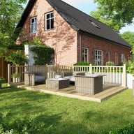 Power 10x18 Wooden Decking Kit with Two Handrails
