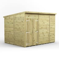 Power 10x8 Premium Pent Windowless Wooden Shed Double Doors