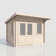 Power 12x10  Pent Log Cabin 28mm Door Left