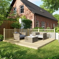 Power 12x12 Wooden Decking Kit with Two Handrails