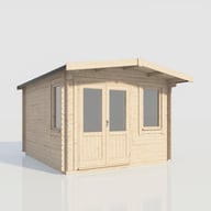 Power 12x14 Chalet Log Cabin 28mm Doors Left