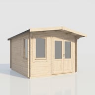 Power 12x14 Chalet Log Cabin 28mm Doors Right