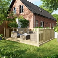 Power 12x14 Wooden Decking Kit with Three Handrails