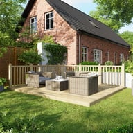 Power 12x14 Wooden Decking Kit with Two Handrails