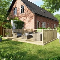 Power 12x18 Wooden Decking Kit with Three Handrails
