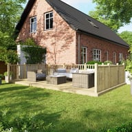 Power 12x20 Wooden Decking Kit with Three Handrails